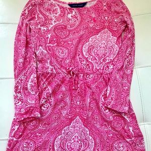 Girls Ralph Lauren Pink and White Paisley Printed Dress